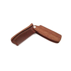 peigne à barbe pliable en bois naturel